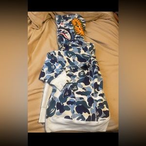 light blue bape zip up hoodie